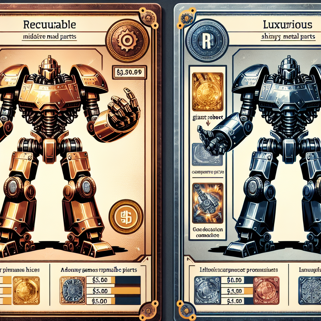 A comparison image showing Metalwork Colossus in both a regular and fancy foil version, highlighting its budget-friendly price point and appeal to casual players and collectors alike.