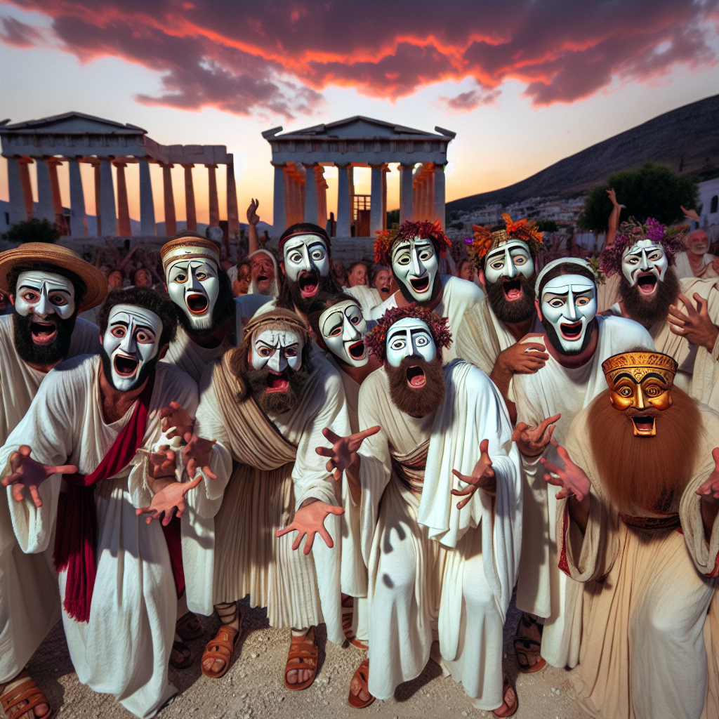 Ancient Greek mime performers in masks