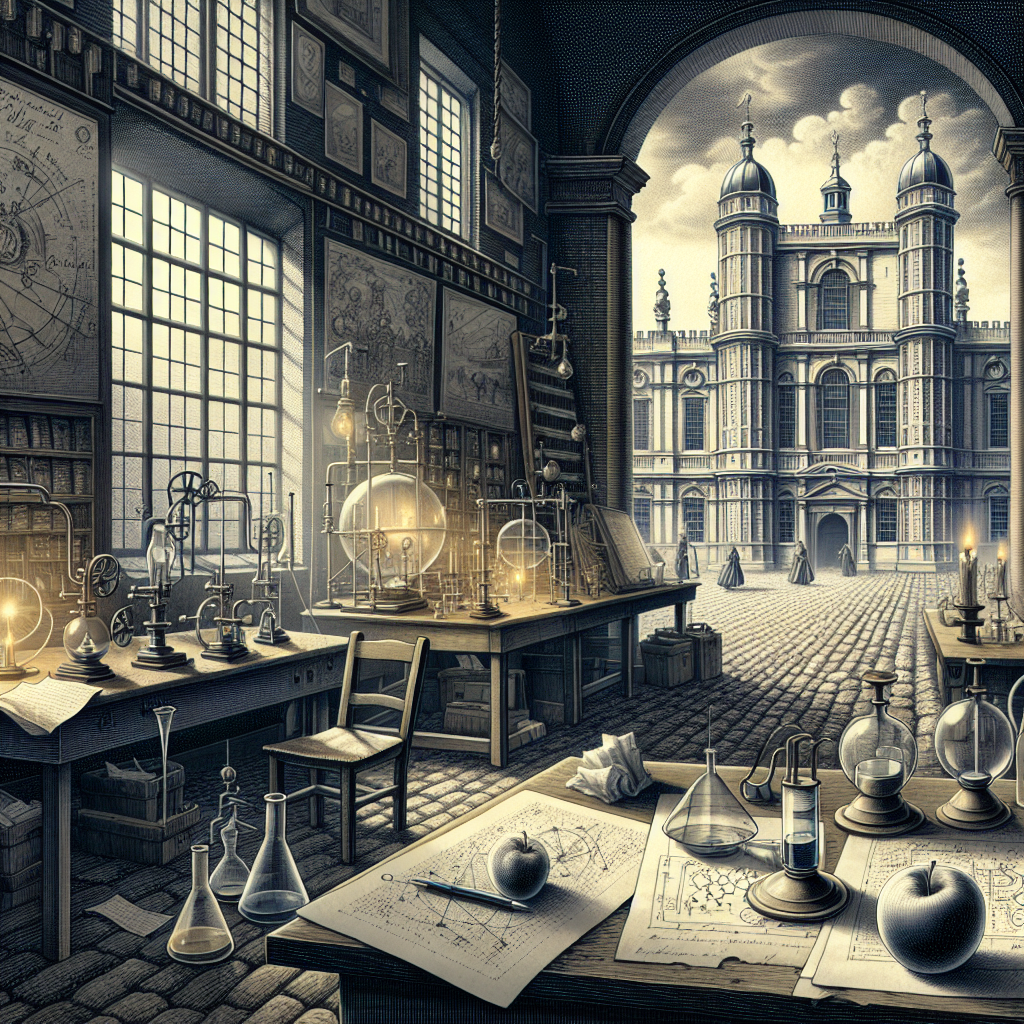 Historic London labs and scientists like Newton, Boyle, and the Royal Society building